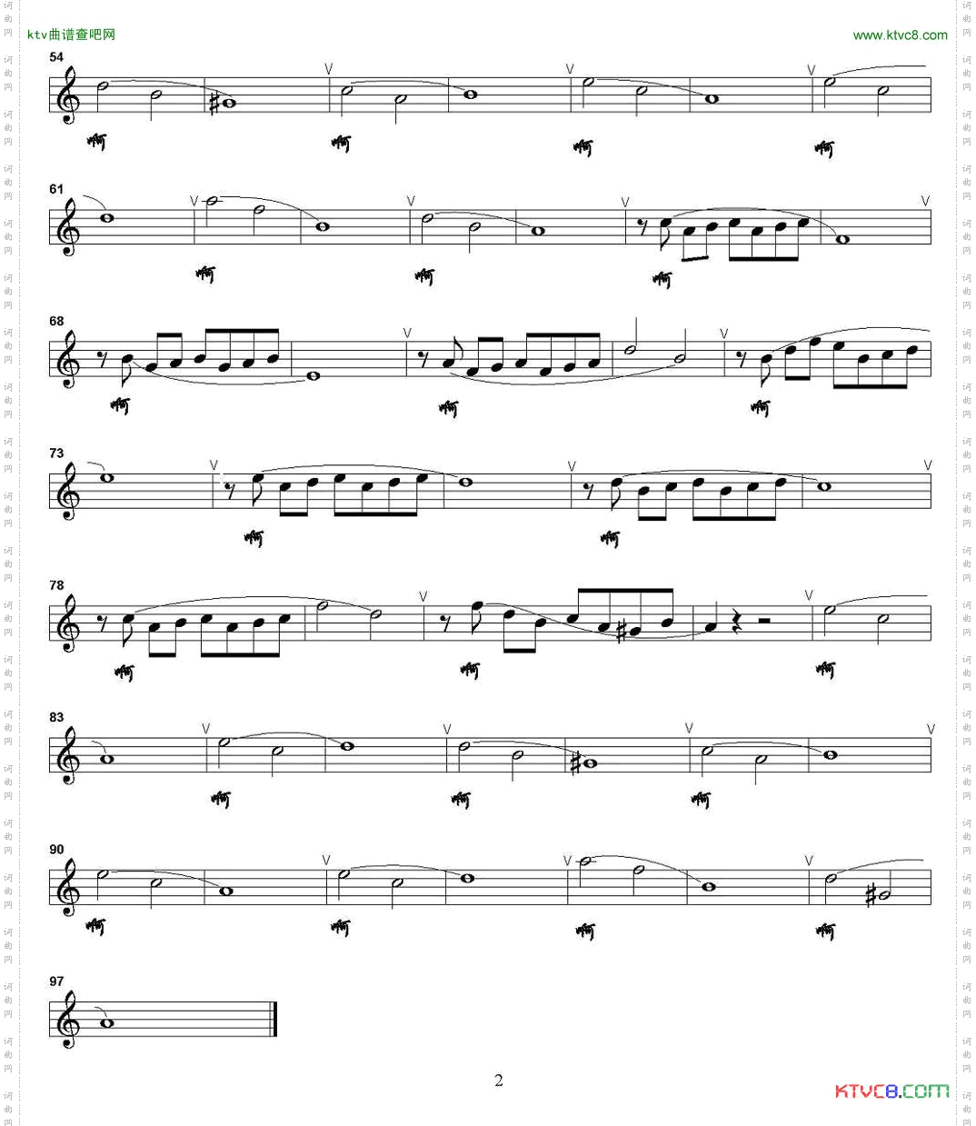 回旋曲—无词歌五线谱