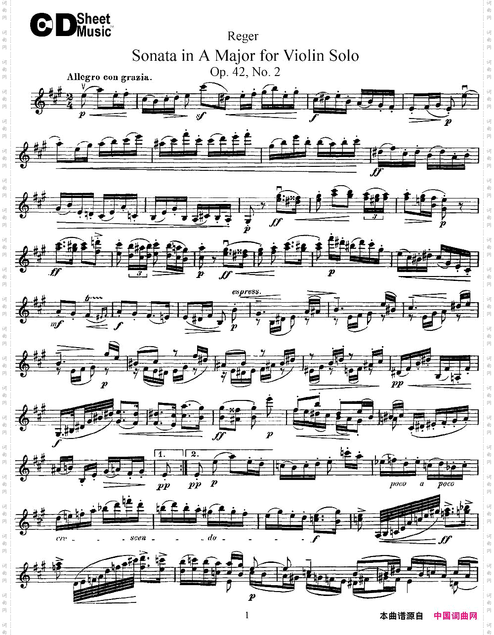 SonatainAMajorforSoloViolinOp.42No.2