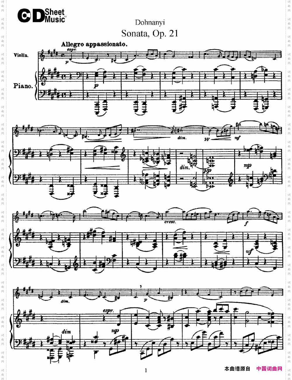 DohnanyiSonataOp.21小提琴+钢琴伴奏_Dohnanyi Sonata Op.21小提琴+钢琴伴奏
