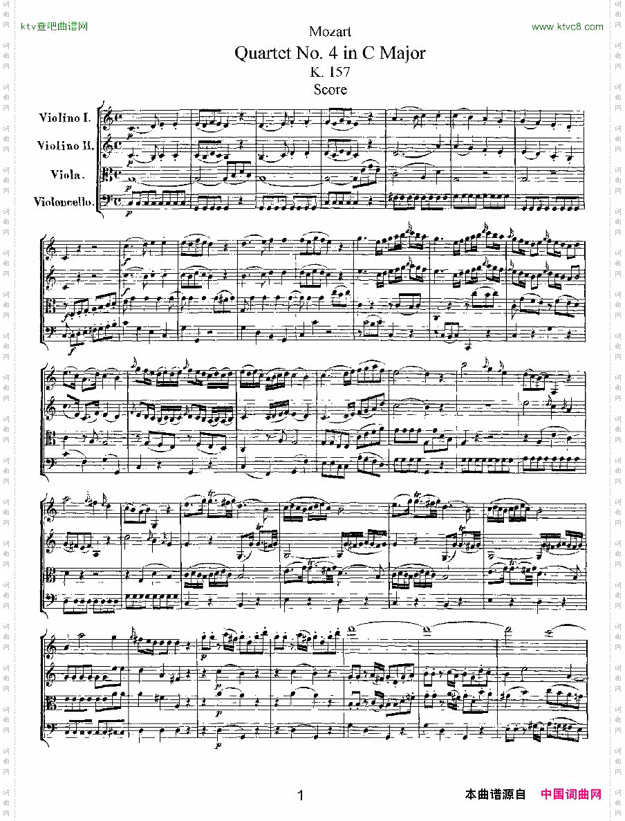 QuartetNo.4inCMajor,K.157C大调第四弦乐四重奏