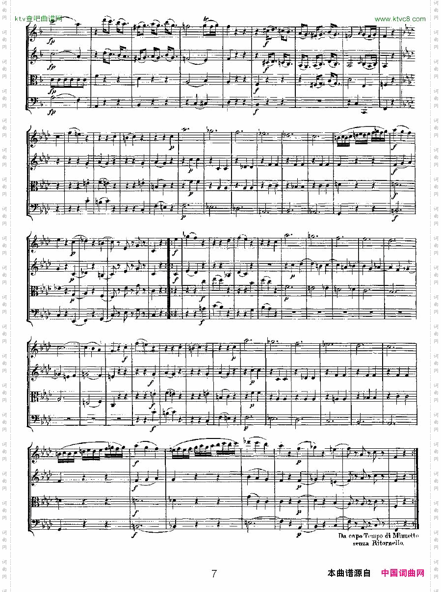 QuartetNo.5inFMajor,K.158F大调第五弦乐四重奏