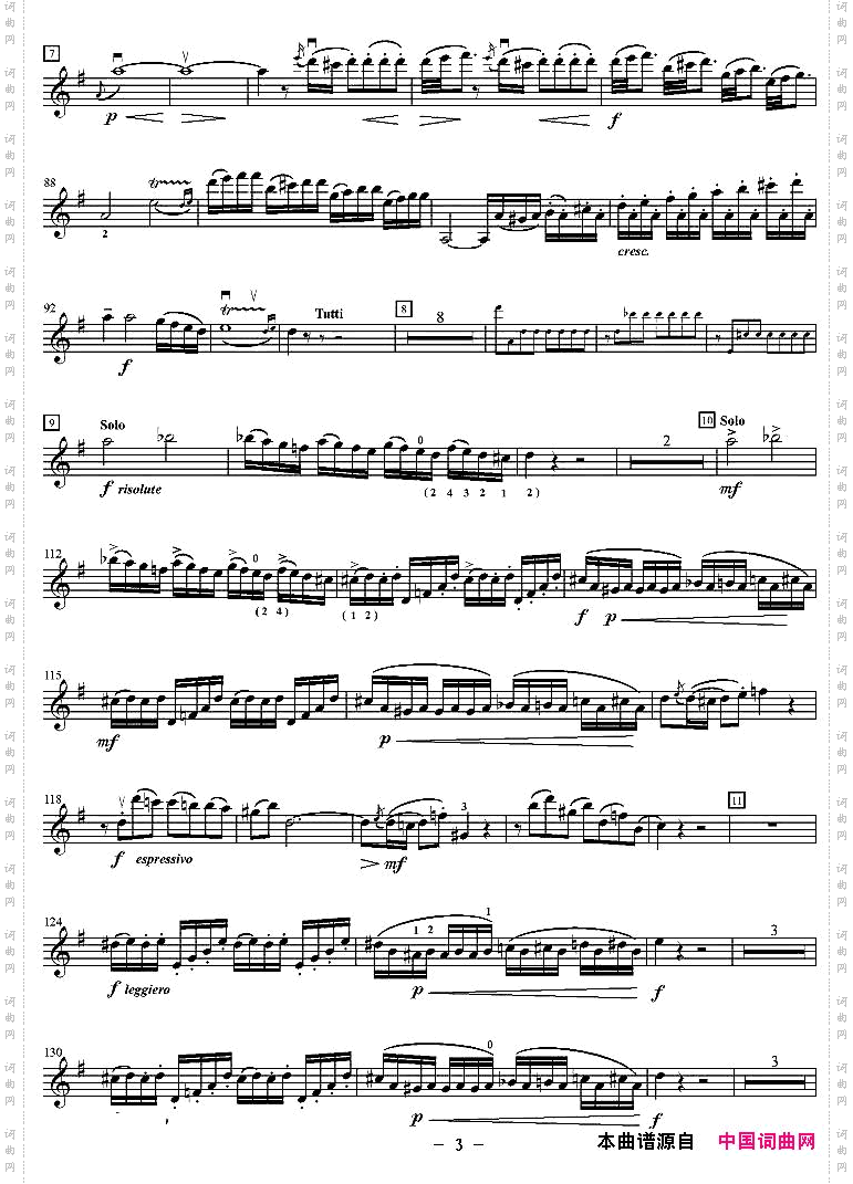 莫扎特第三小提琴协奏曲（第一乐章、小提琴分谱）