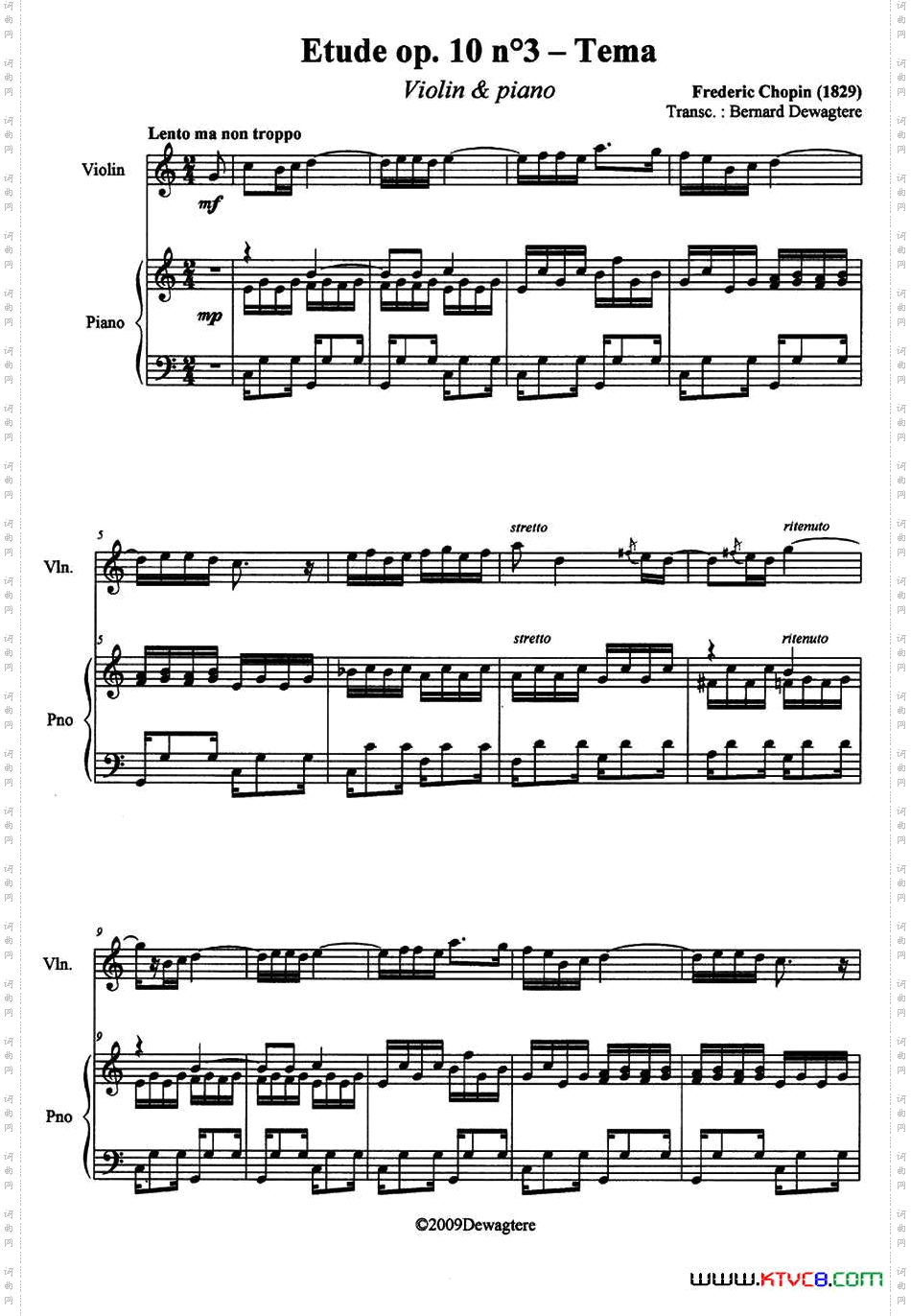 EtudeOp.10No.3-Tema离别曲小提琴+钢琴伴奏_Etude Op.10 No.3-Tema离别曲小提琴+钢琴伴奏