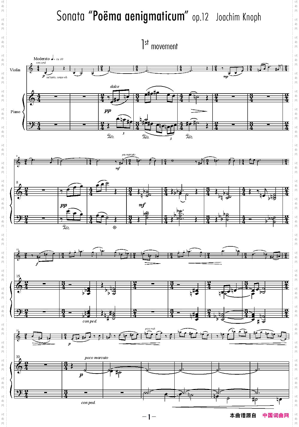 SonataPoemaaenigmaticum小提琴+钢琴伴奏、1stmovement_Sonata Poema aenigmaticum小提琴+钢琴伴奏、1st movement