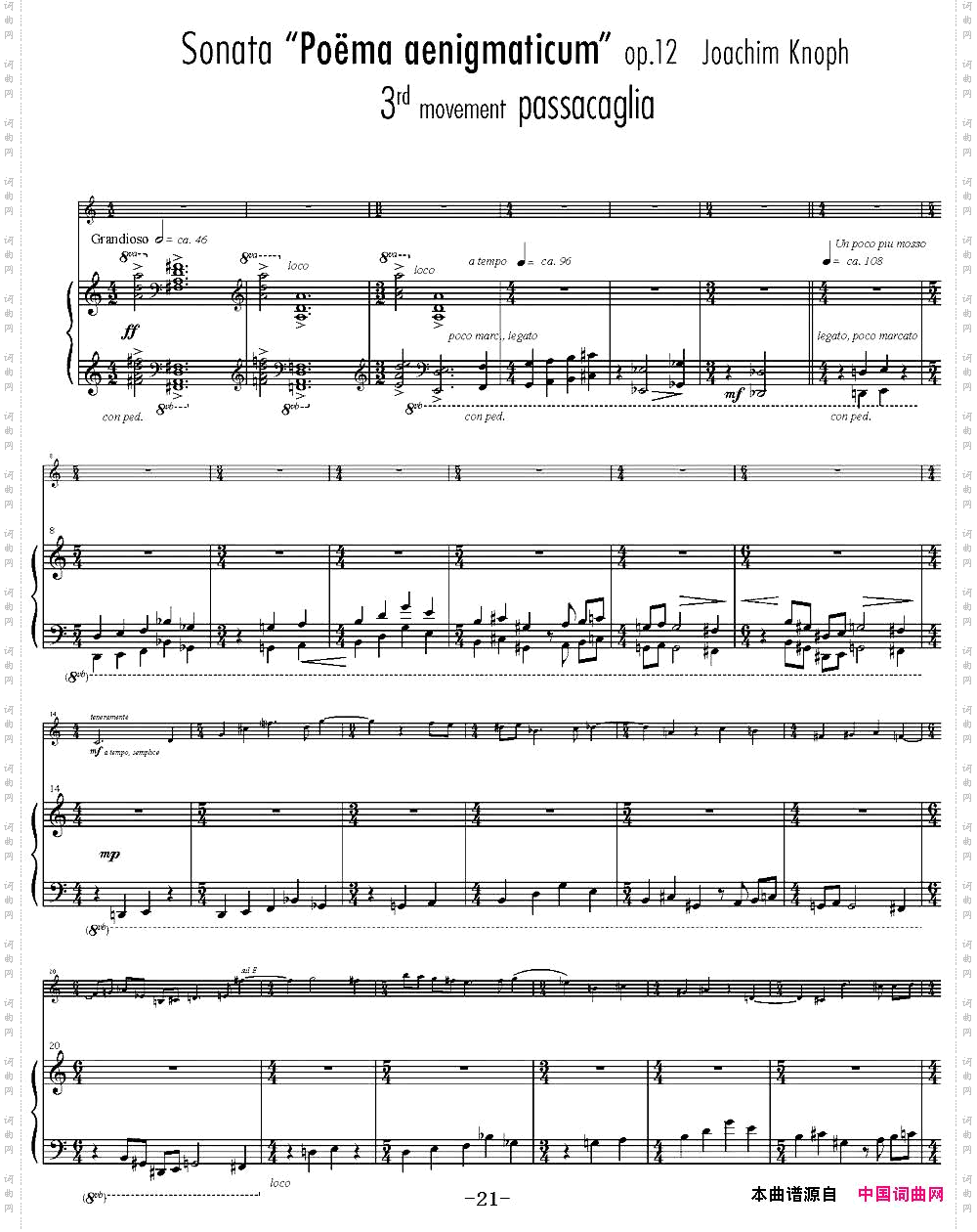 SonataPoemaaenigmaticum小提琴+钢琴伴奏、3rdmovement_Sonata Poema aenigmaticum小提琴+钢琴伴奏、3rd movement