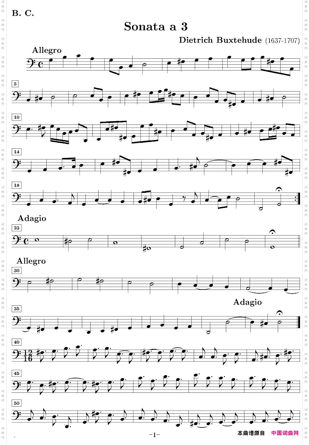 SonataNo.3第三号小提琴奏鸣曲BassoCont分谱_Sonata No.3第三号小提琴奏鸣曲Basso Cont分谱