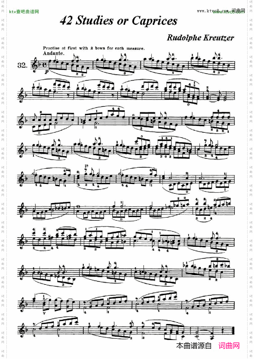 42首练习曲或隨想曲之32简谱