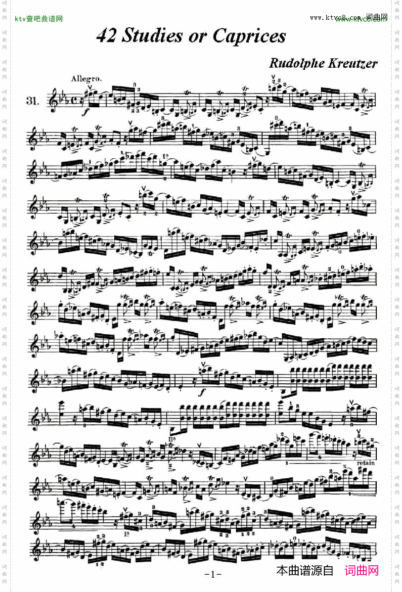 42首练习曲或隨想曲之31简谱