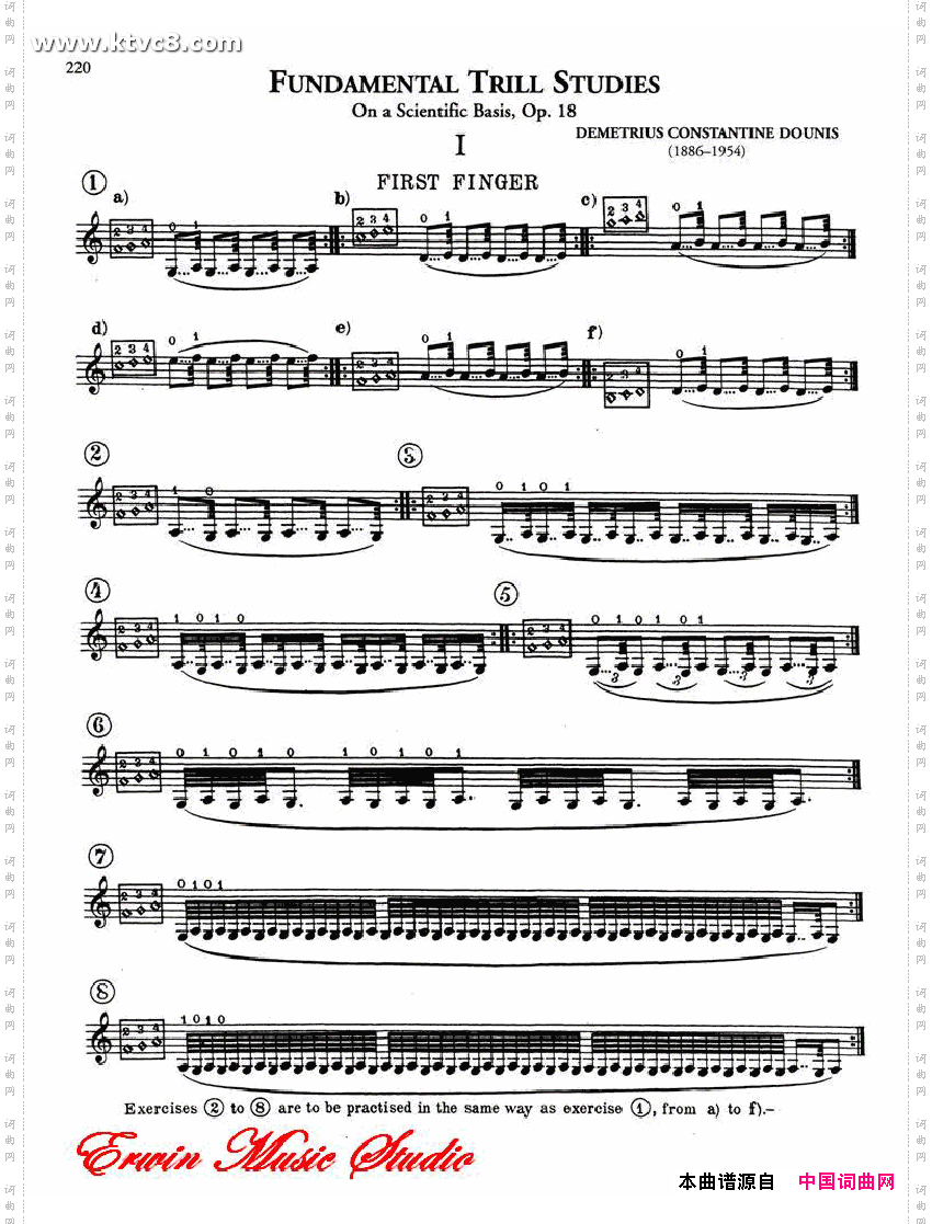 德米特里康斯坦丁多尼斯,基本颤音的练习,作品.18练习曲谱