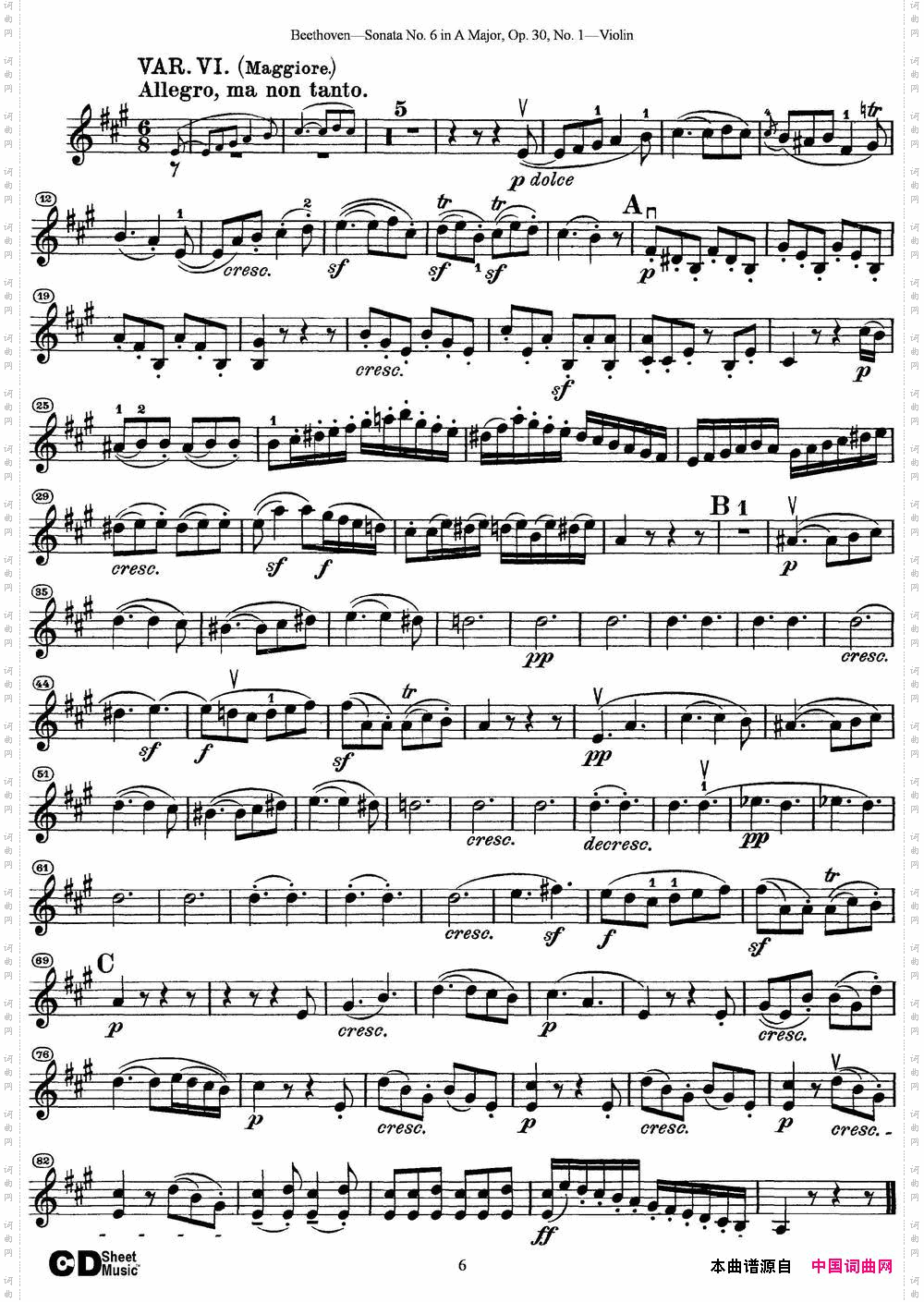 ViolinSonataNo·6inAMajo-rOp·30No·1