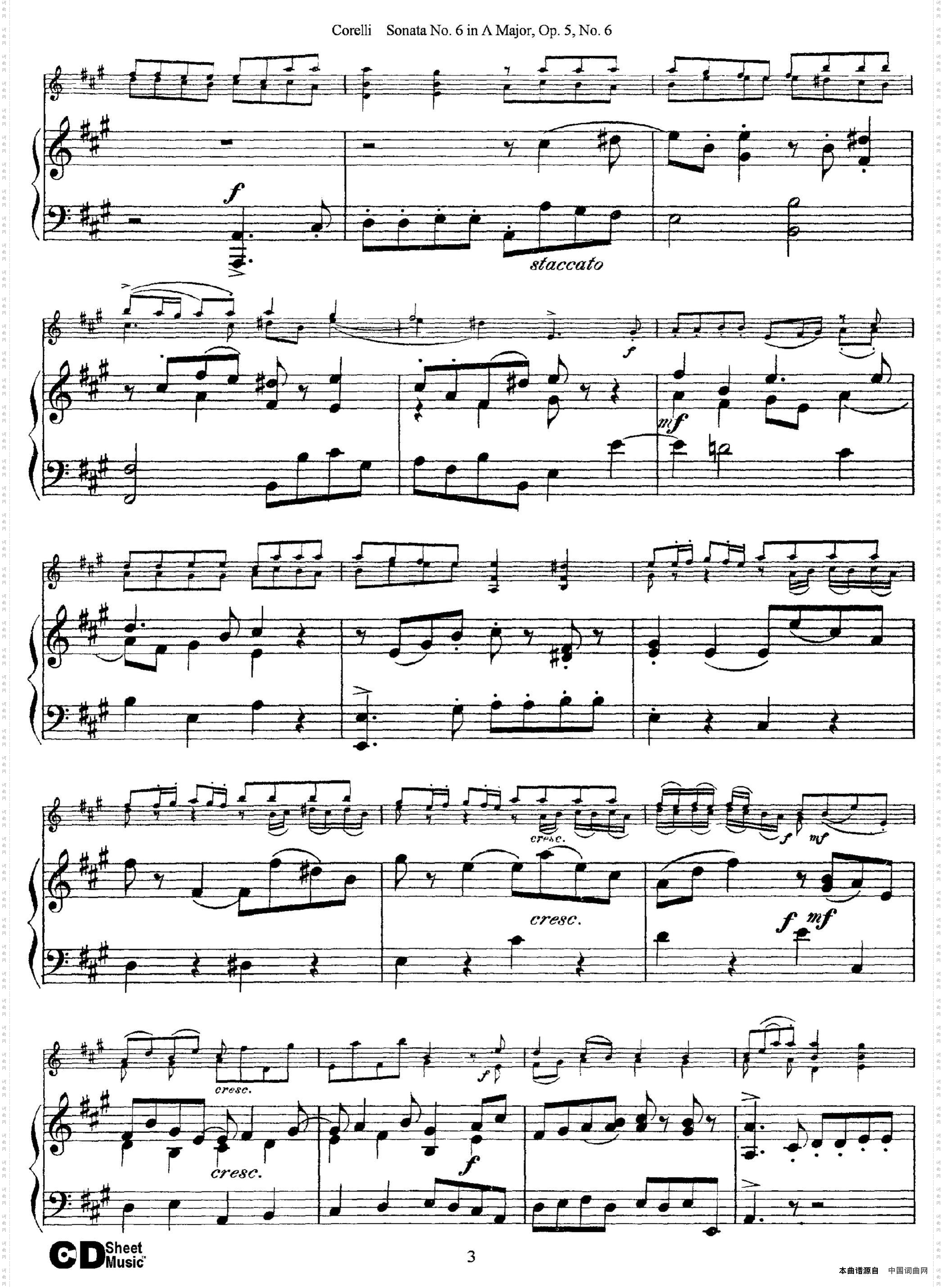 SonataNo·6inAMajorOp·5No·6小提琴+钢琴伴奏_Sonata No·6 in A Major Op·5 No·6小提琴+钢琴伴奏