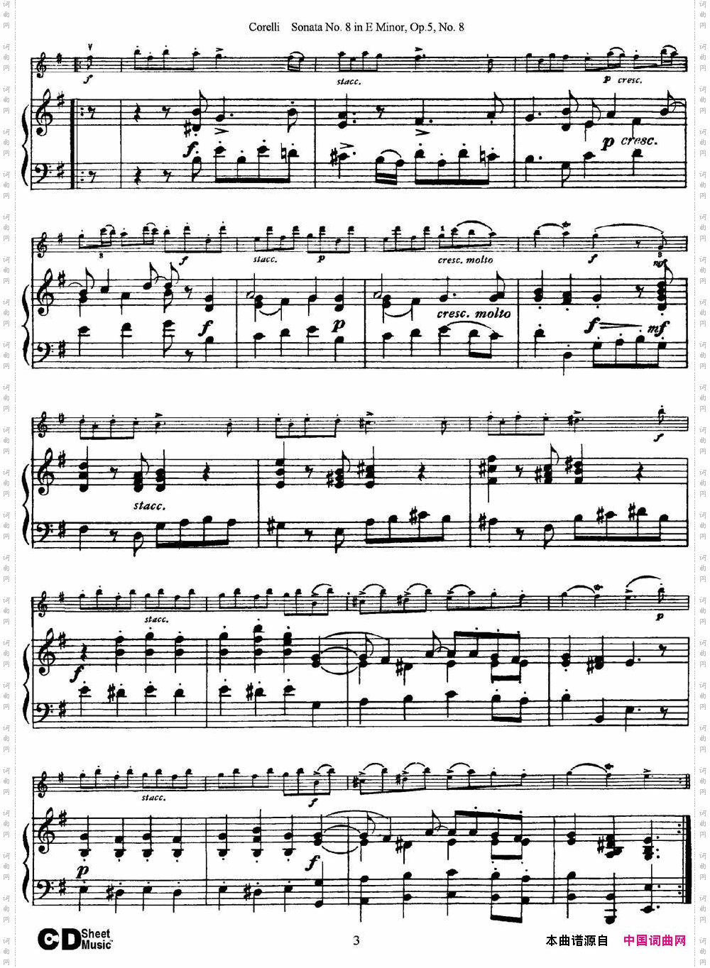 SonataNo·8inEMinorOp·5No·8小提琴+钢琴伴奏_Sonata No·8 in E Minor Op·5 No·8小提琴+钢琴伴奏