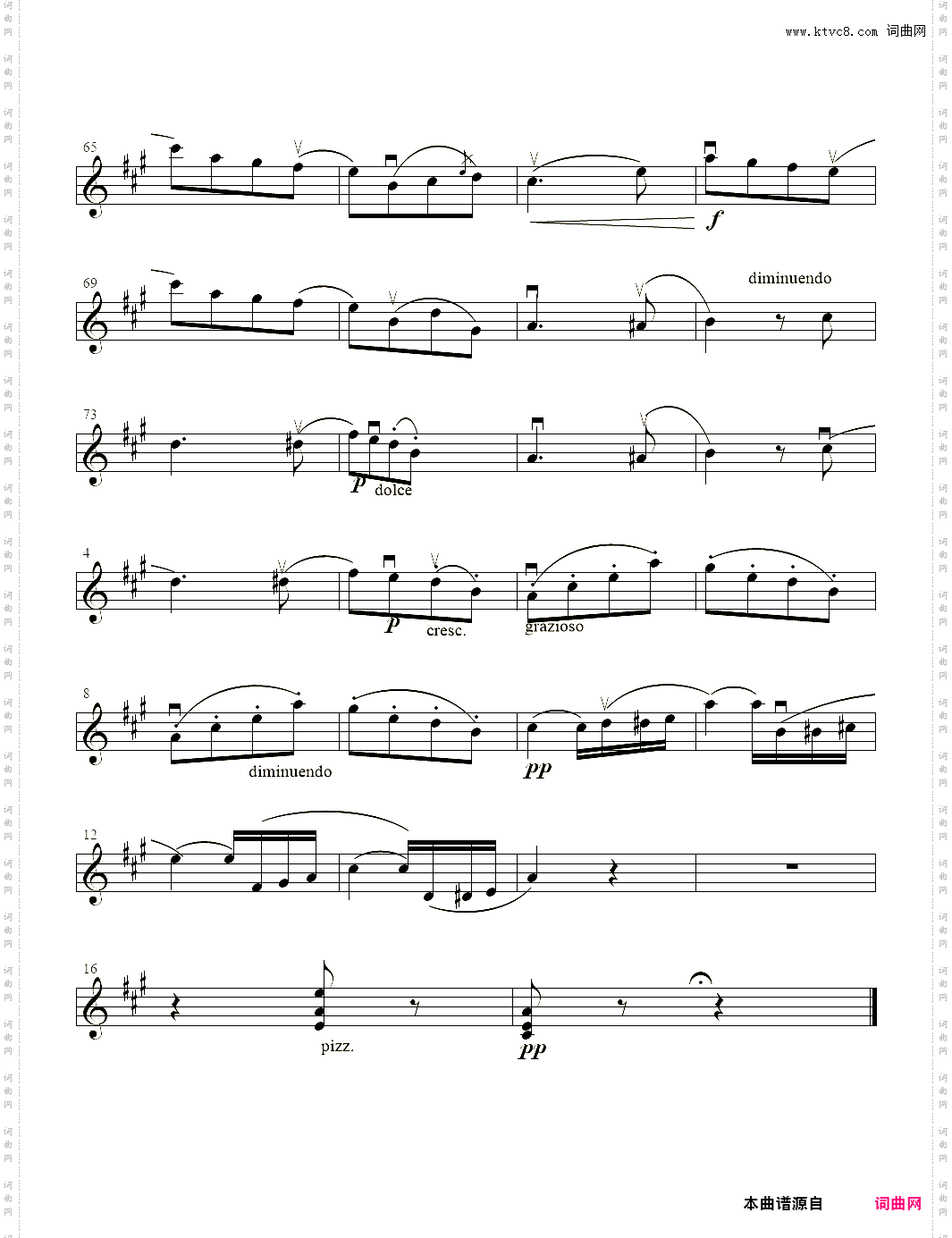 小提琴谱：春之歌小提琴独奏