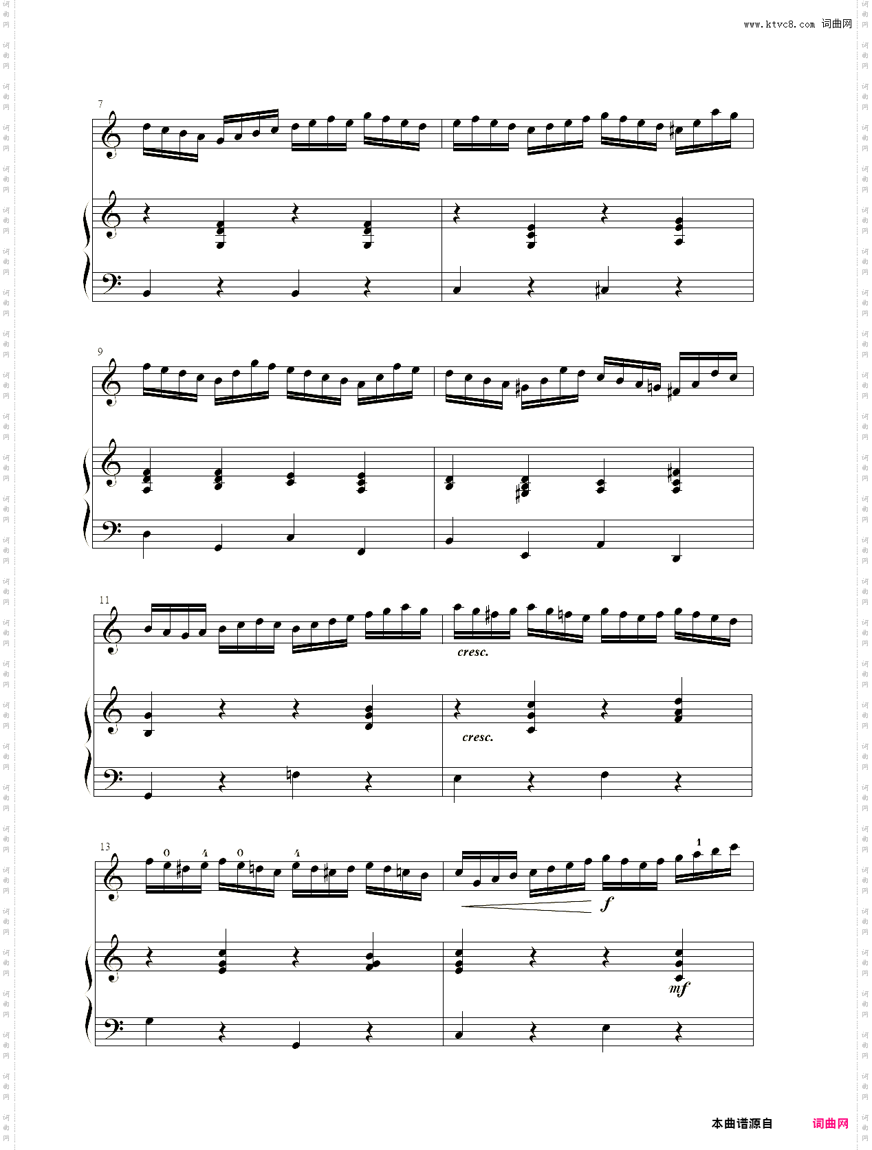 小提琴谱：无穷动小提琴、钢琴二重奏Paganini