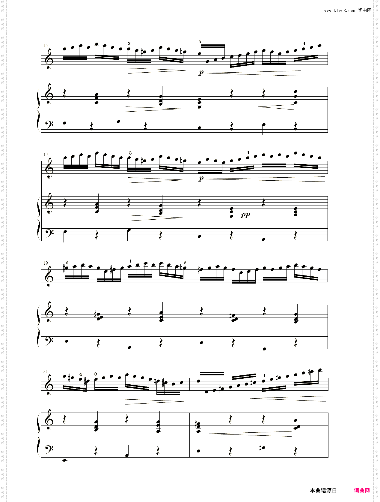 小提琴谱：无穷动小提琴、钢琴二重奏Paganini