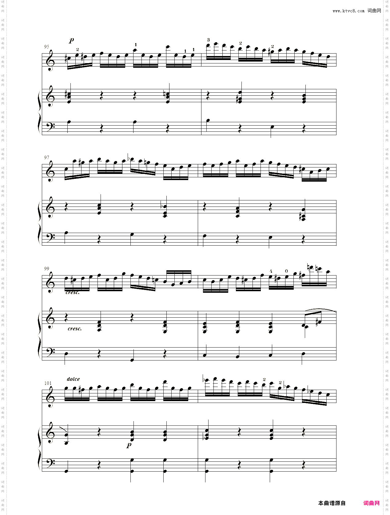 小提琴谱：无穷动小提琴、钢琴二重奏Paganini