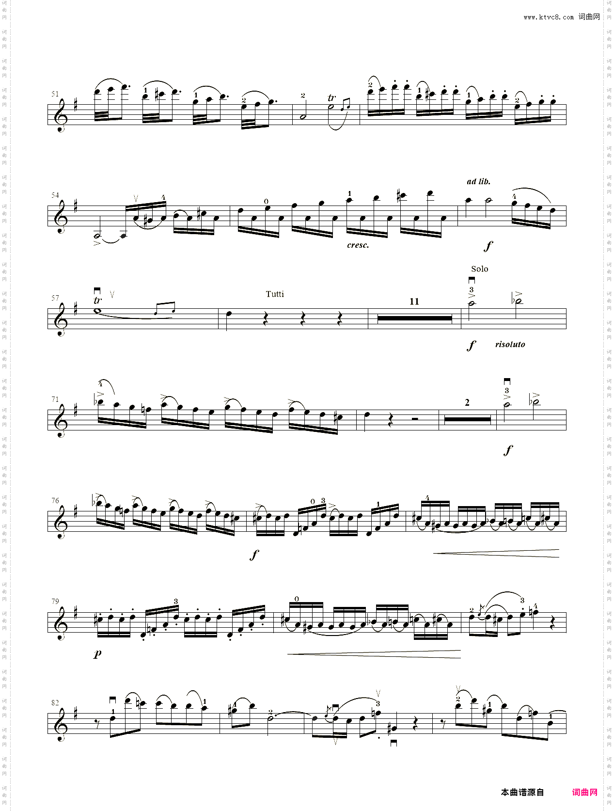 小提琴谱：9、第八级【协奏曲】1·G大调第三协奏曲第一乐章【莫扎特】-中国音乐学院小提琴考级