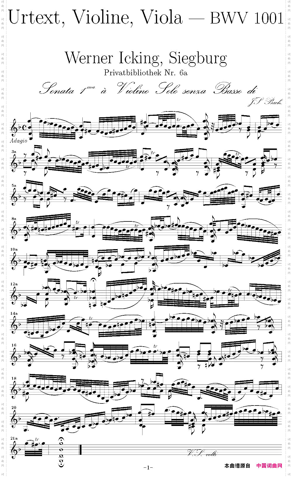 BachSonataBWV1001无伴奏小提琴组曲_Bach Sonata BWV1001无伴奏小提琴组曲