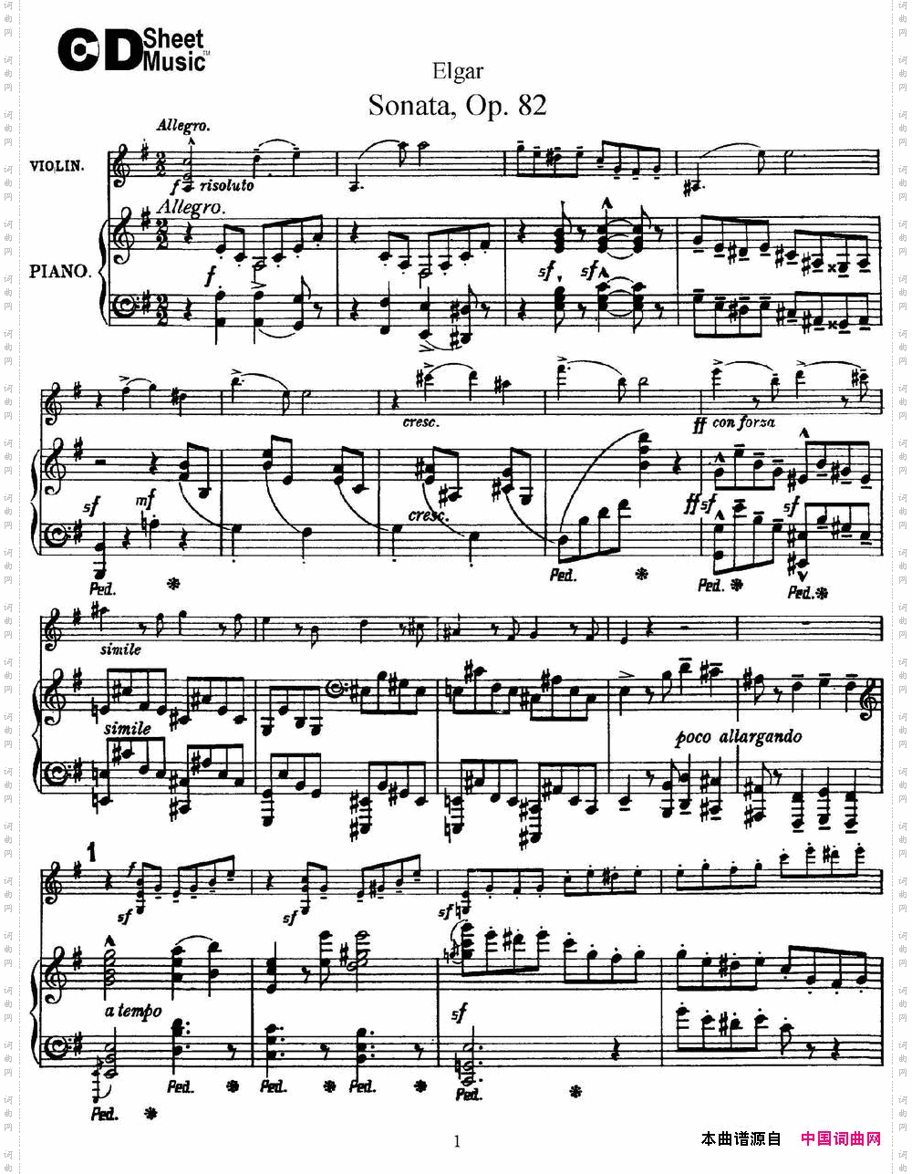 ViolinSonataOp.82小提琴+钢琴伴奏_Violin Sonata Op.82小提琴+钢琴伴奏