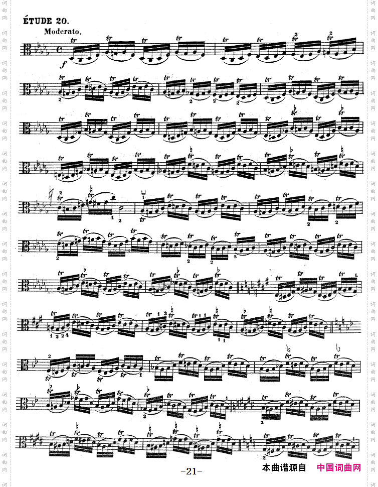 克莱采尔《中提琴练习曲40首》ETUDE20-23_克莱采尔《中提琴练习曲40首》ETUDE 20-23