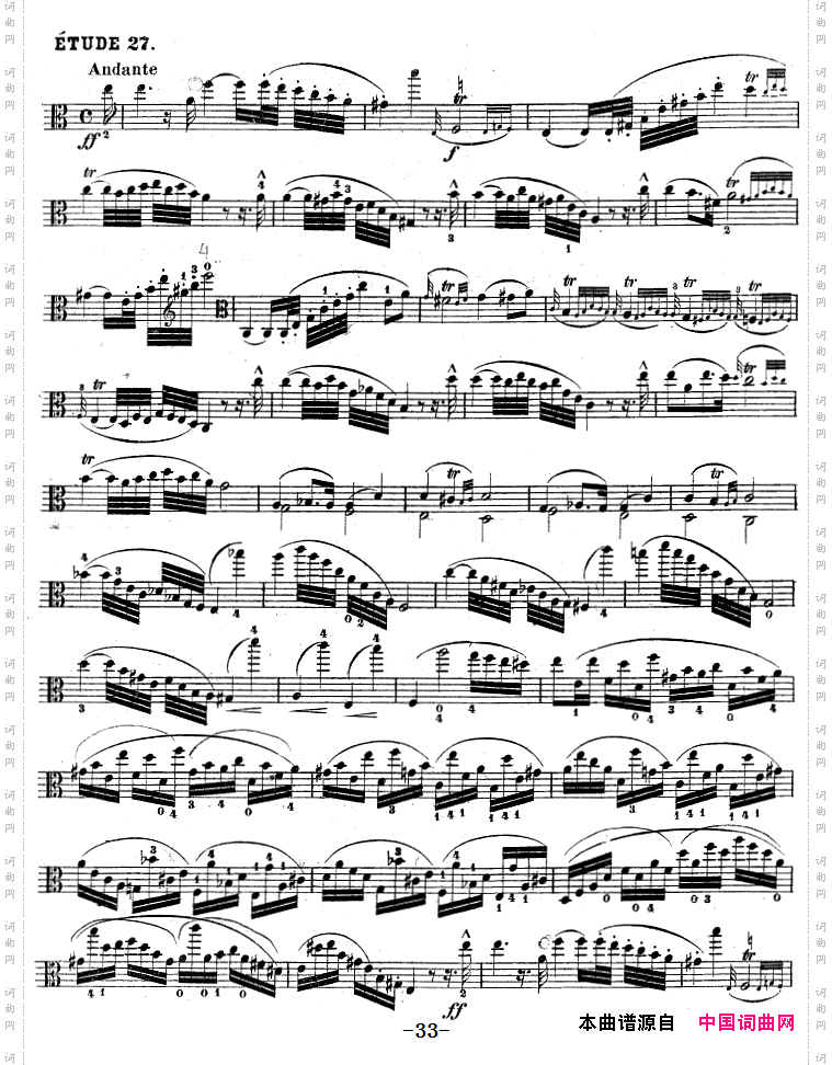 克莱采尔《中提琴练习曲40首》ETUDE27-29_克莱采尔《中提琴练习曲40首》ETUDE 27-29