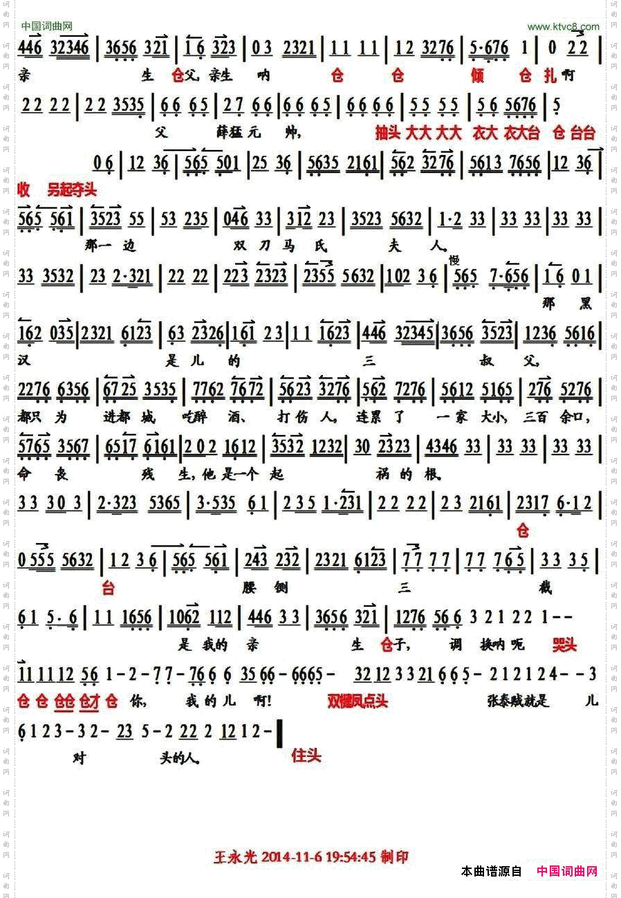 父子们在祖先堂珠泪滚滚《聚鼎观画》徐策唱段、琴谱