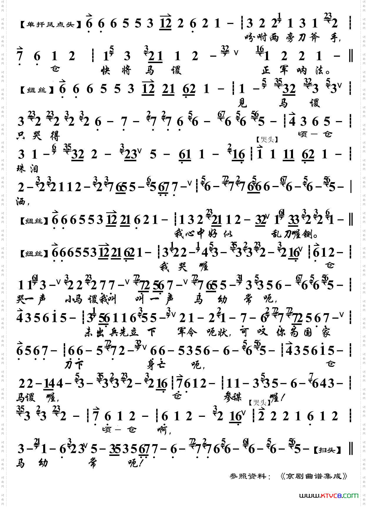 怒上心头难消恨_《斩马谡》选段、老生唱段、琴谱