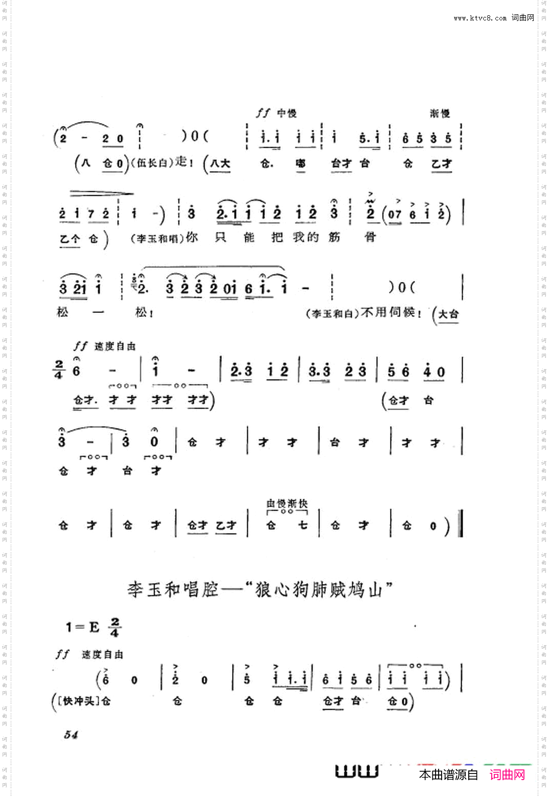 革命现代京剧红灯记主旋律乐谱051-108