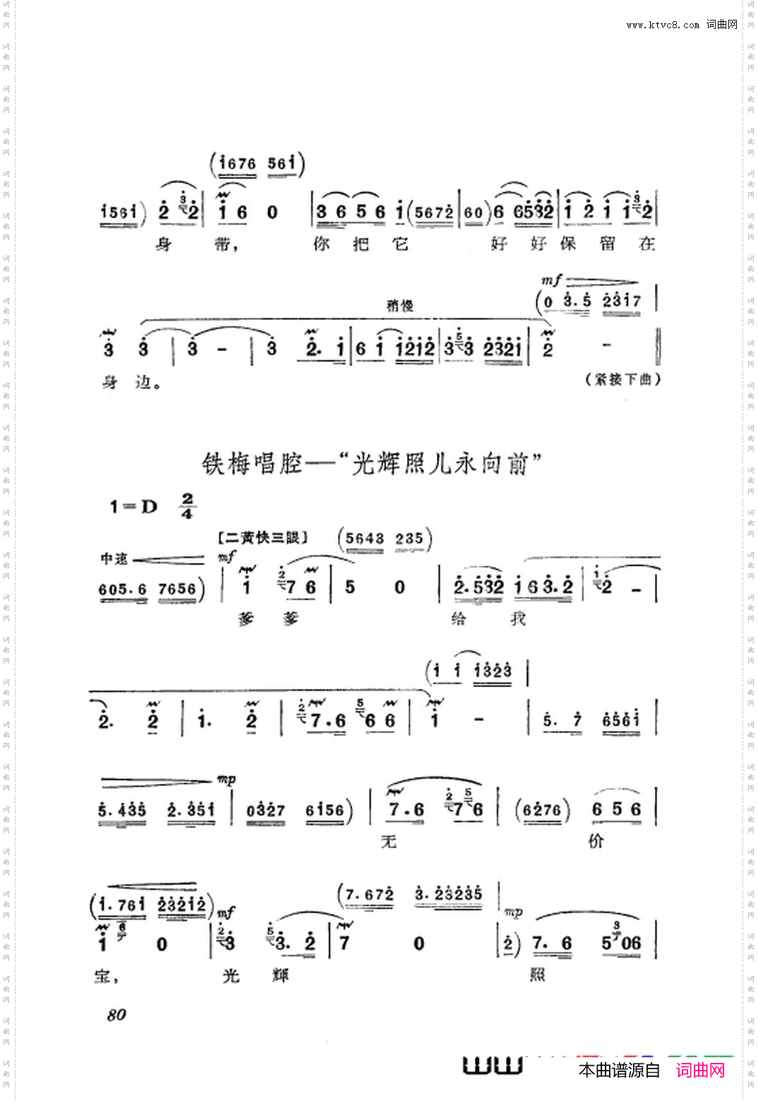革命现代京剧红灯记主旋律乐谱051-108