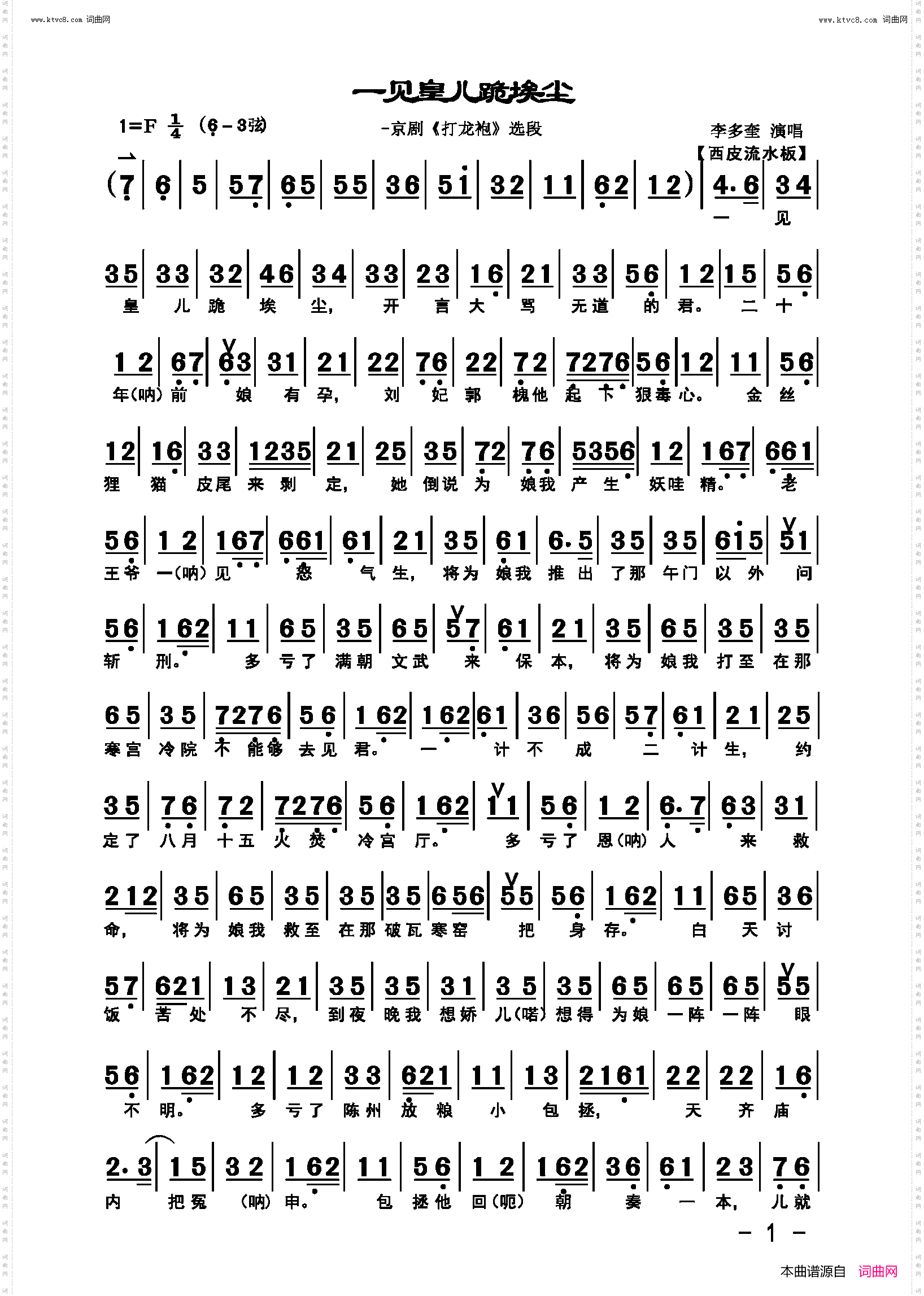 见皇儿跪埃尘_京剧《打龙袍》选段