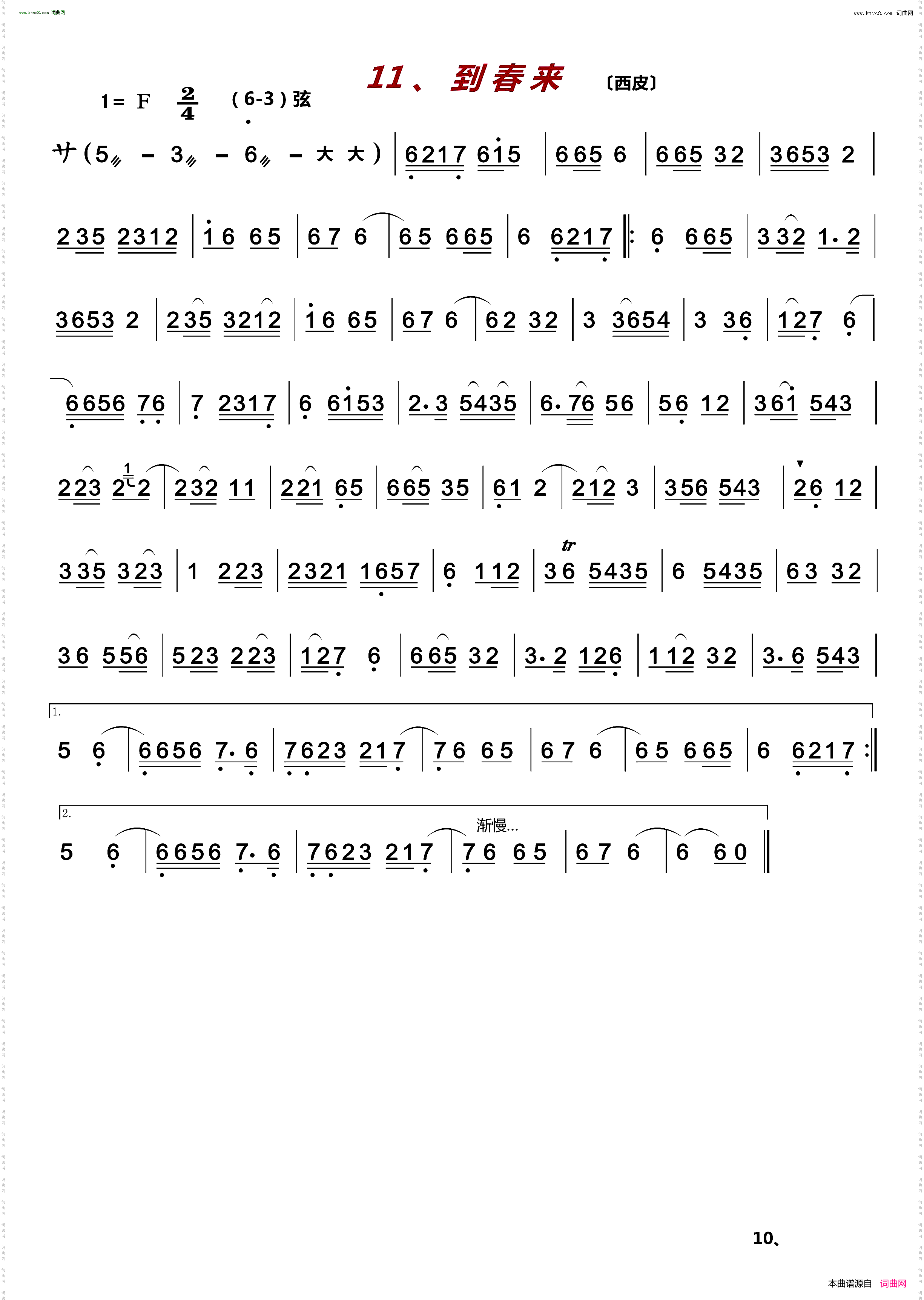 京剧伴奏曲牌13首