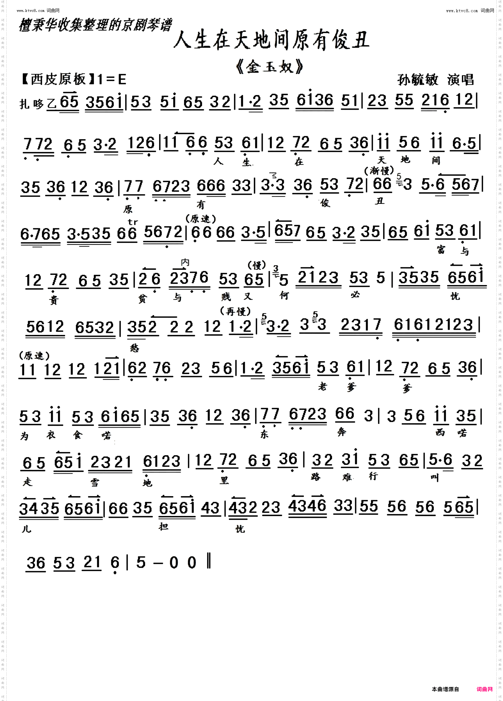 人生在天地间原有俊丑_京剧《金玉奴》 