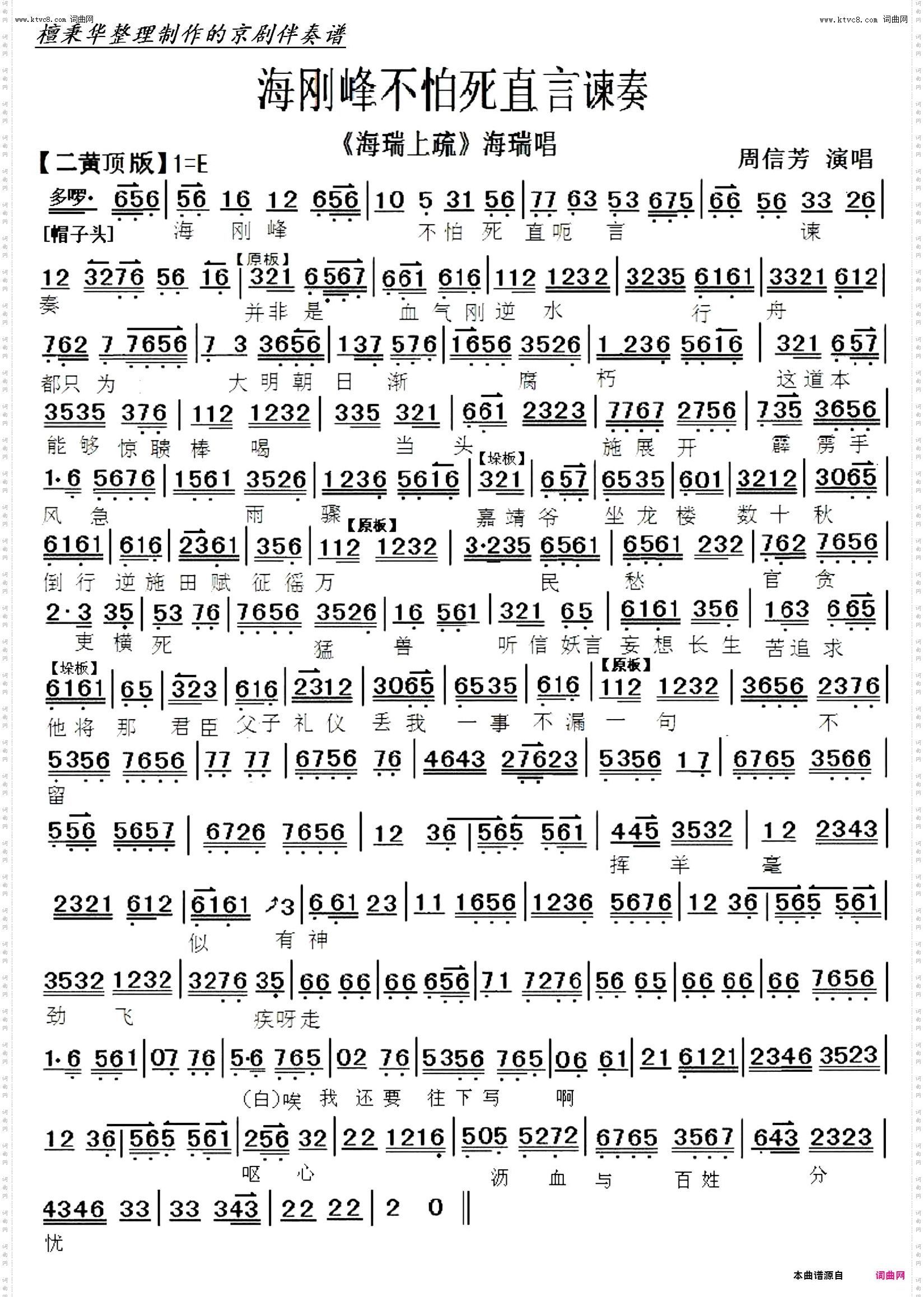 海刚峰不怕死直言谏奏_京剧《海瑞上疏》海瑞唱