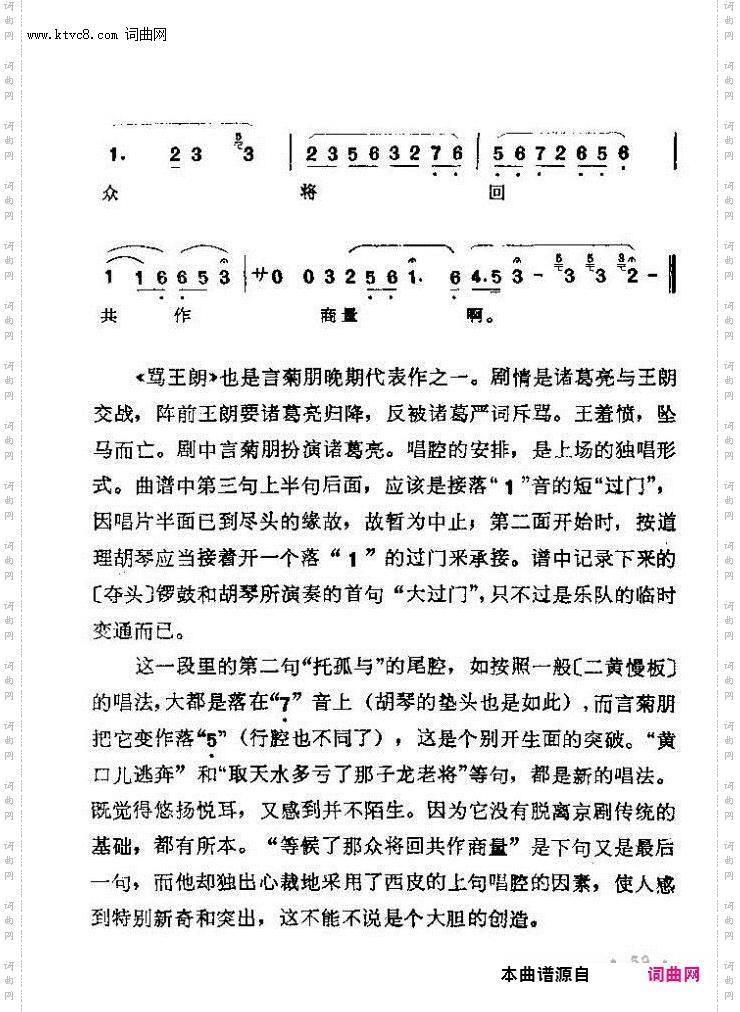 京剧著名唱腔选 上集 目录前言 1 60(京剧曲谱)65