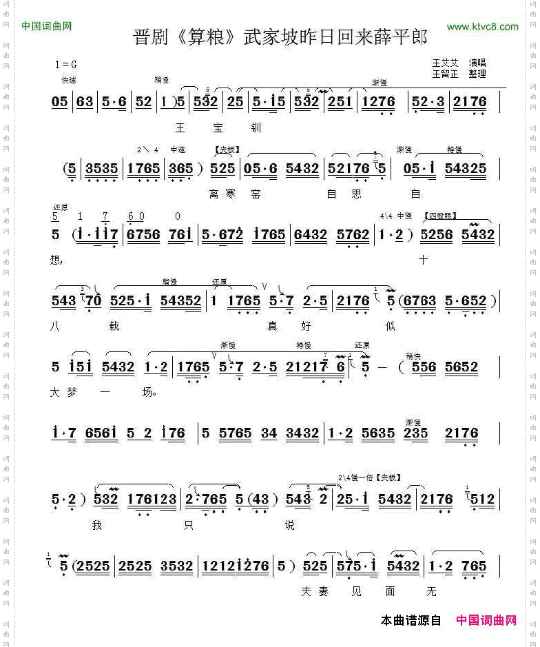 [晋剧]武家坡昨日回来薛平郎《算粮》选段