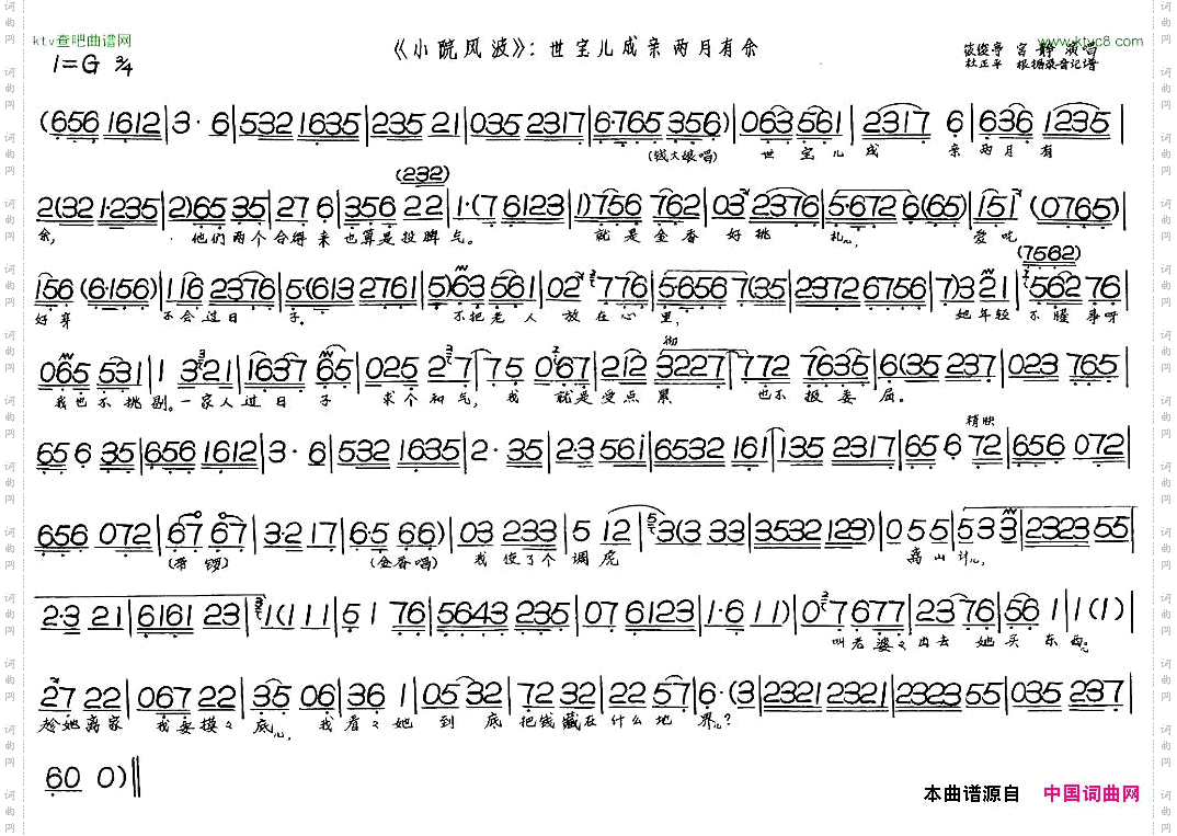 世宝儿成亲两月余《小院风波》选段