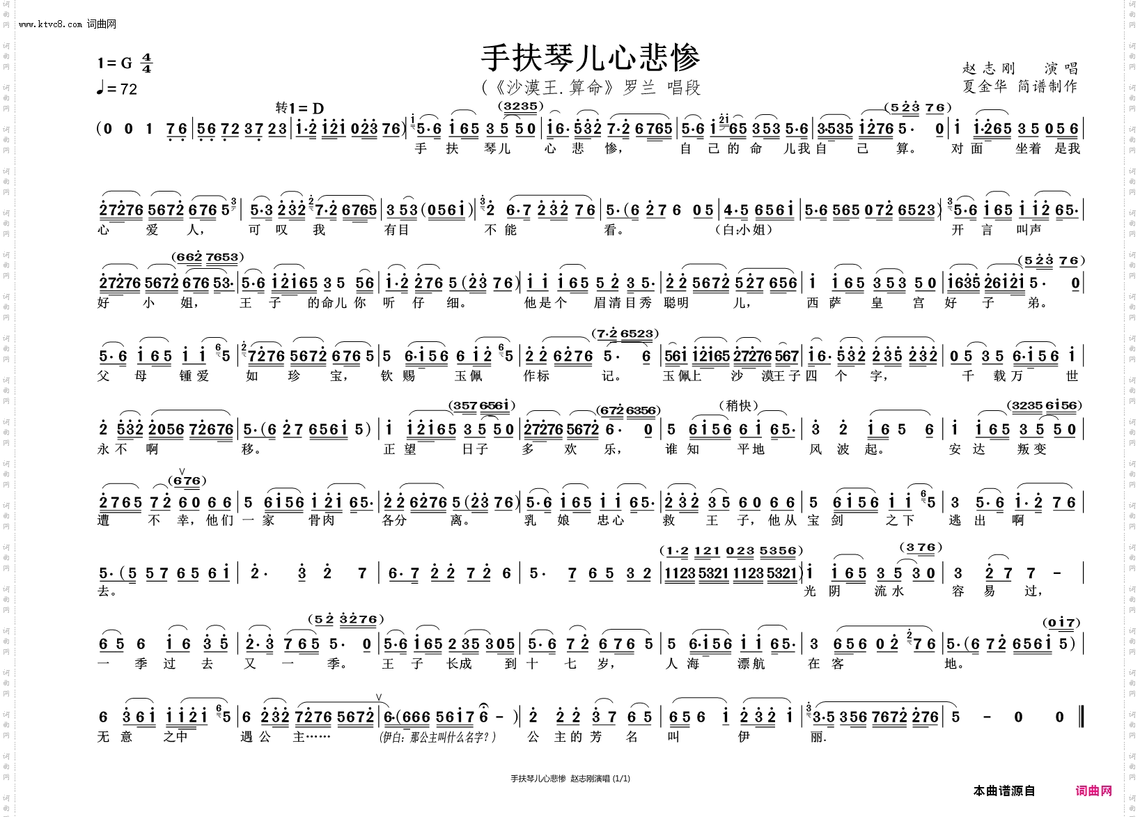 手扶琴儿心悲惨_《沙漠王子》选段