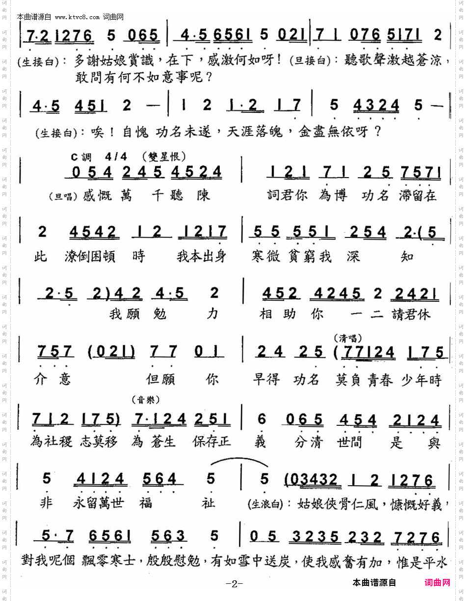 《苏小小赠金([粤曲])》简谱  第2页