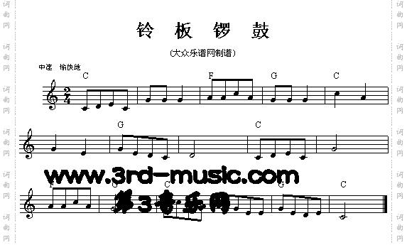 铃板锣鼓[电子琴谱]