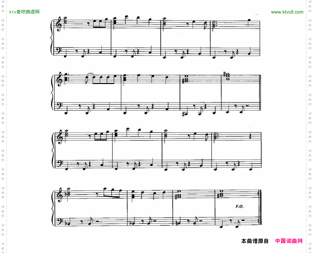 永恒之风电子琴曲谱