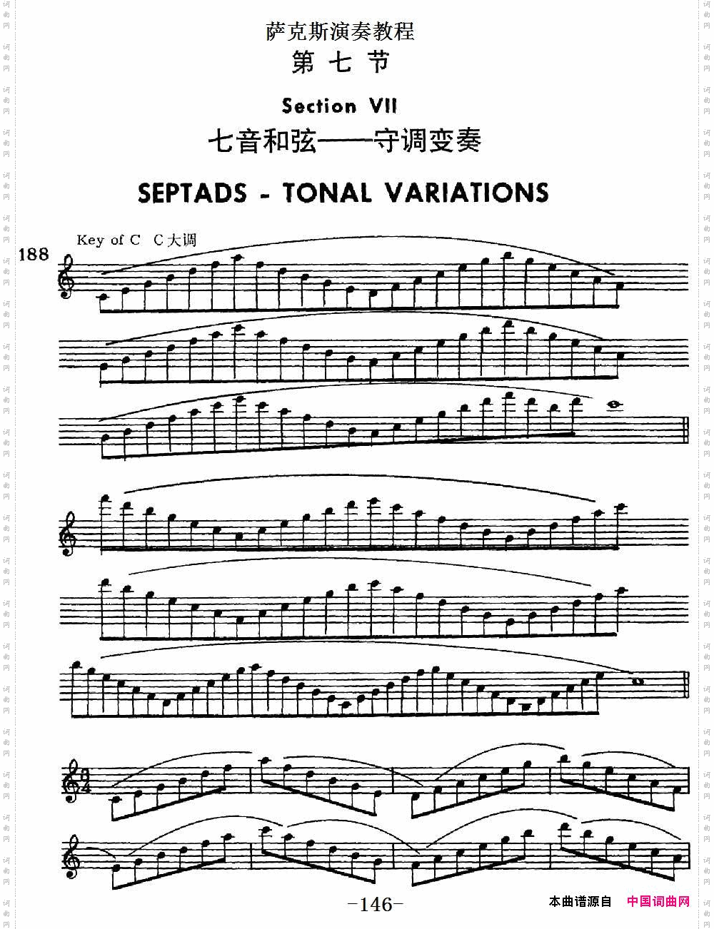 萨克斯演奏教程第七节七音和弦-守调变奏