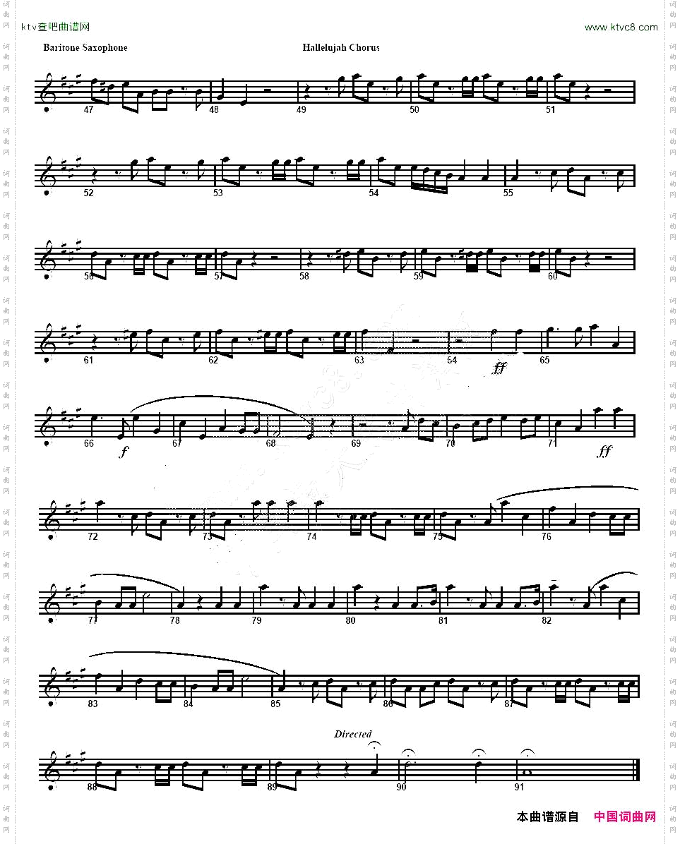 HALLELUJAHCHORUS哈利路亚四重奏baryton—上低音萨克斯分谱