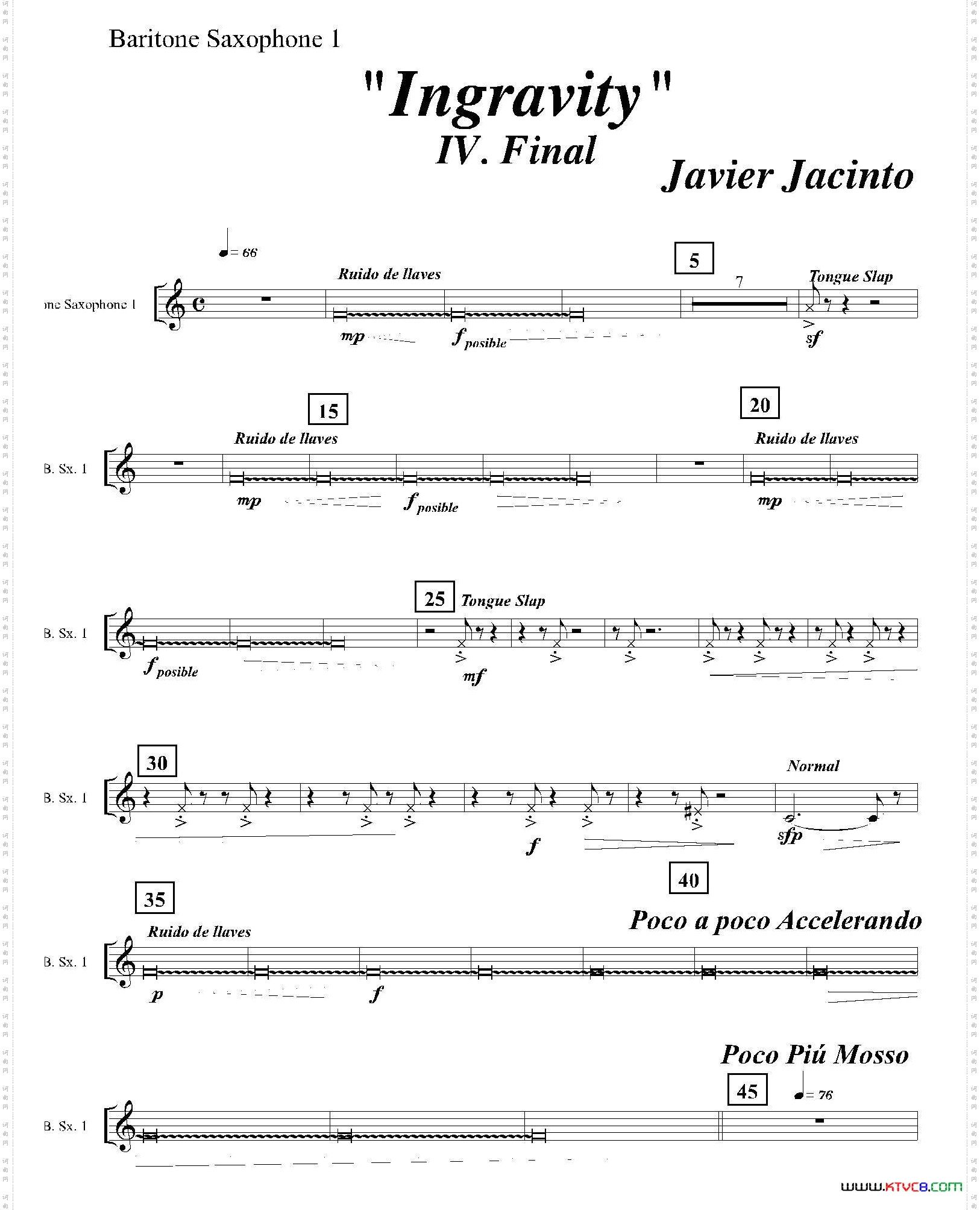 Ingravity第四乐章第一上低音萨克斯分谱