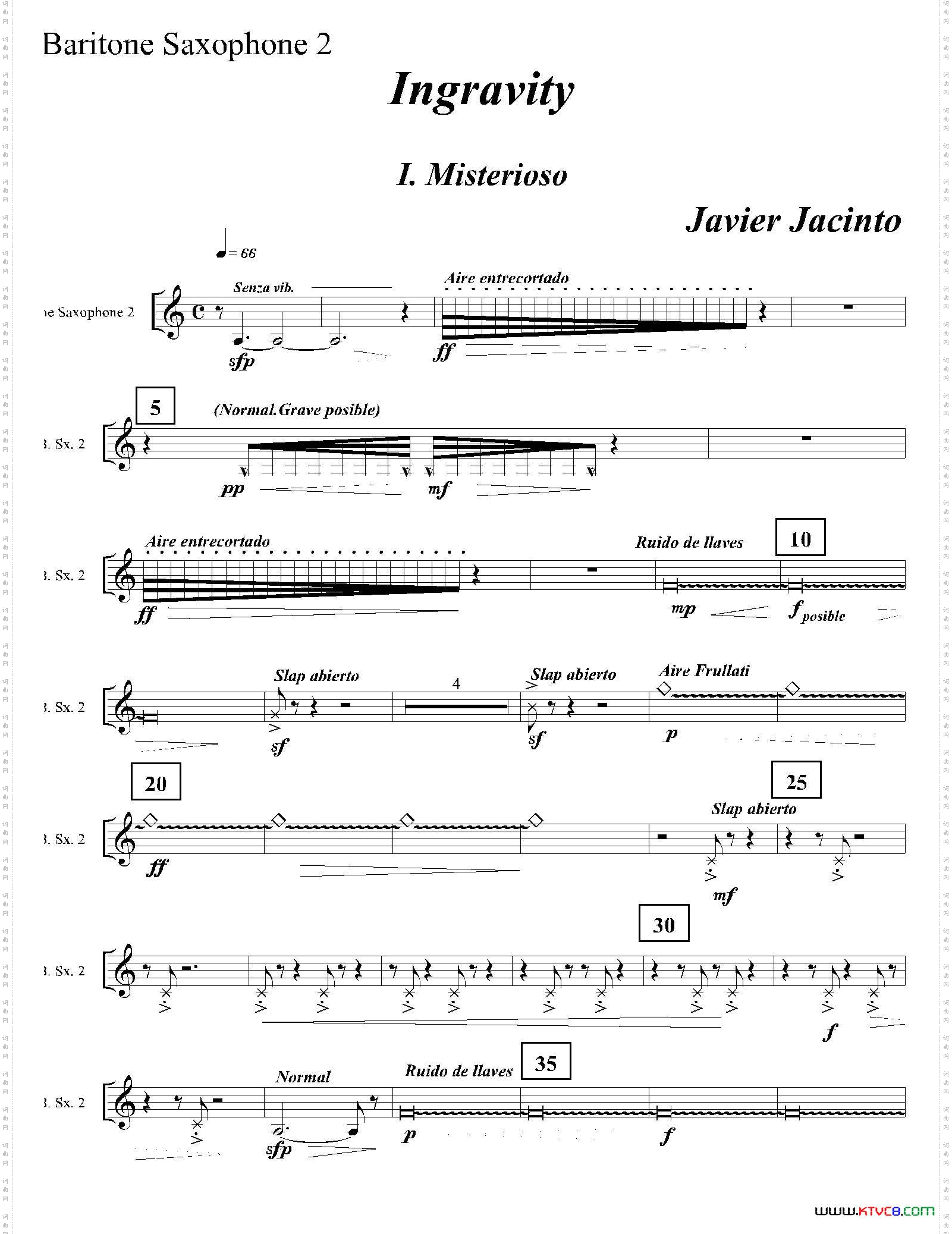 Ingravity第一乐章第二上低音萨克斯分谱