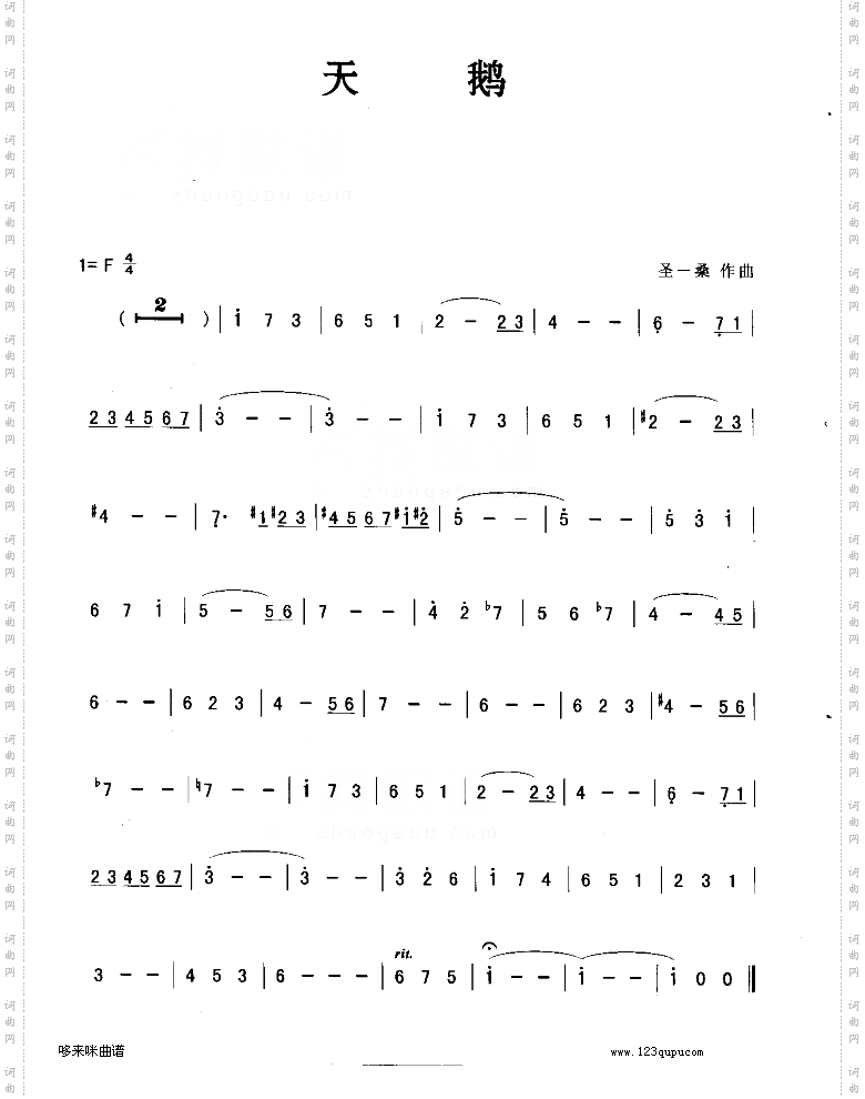 天鹅-简谱
