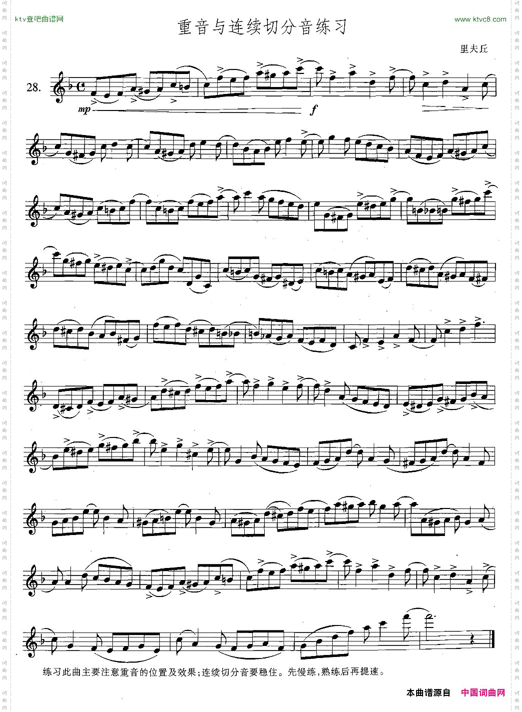 萨克斯练习曲合集5—28重音与连续切分音练习