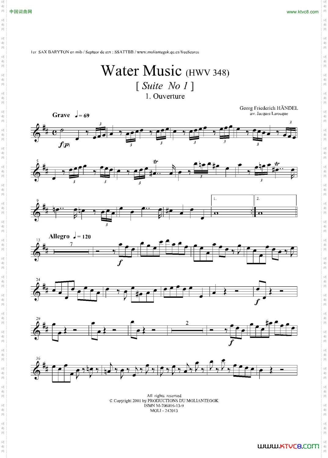 WaterMusicHWV.348No.1第一上低音萨克斯_Water MusicHWV.348 No.1第一上低音萨克斯