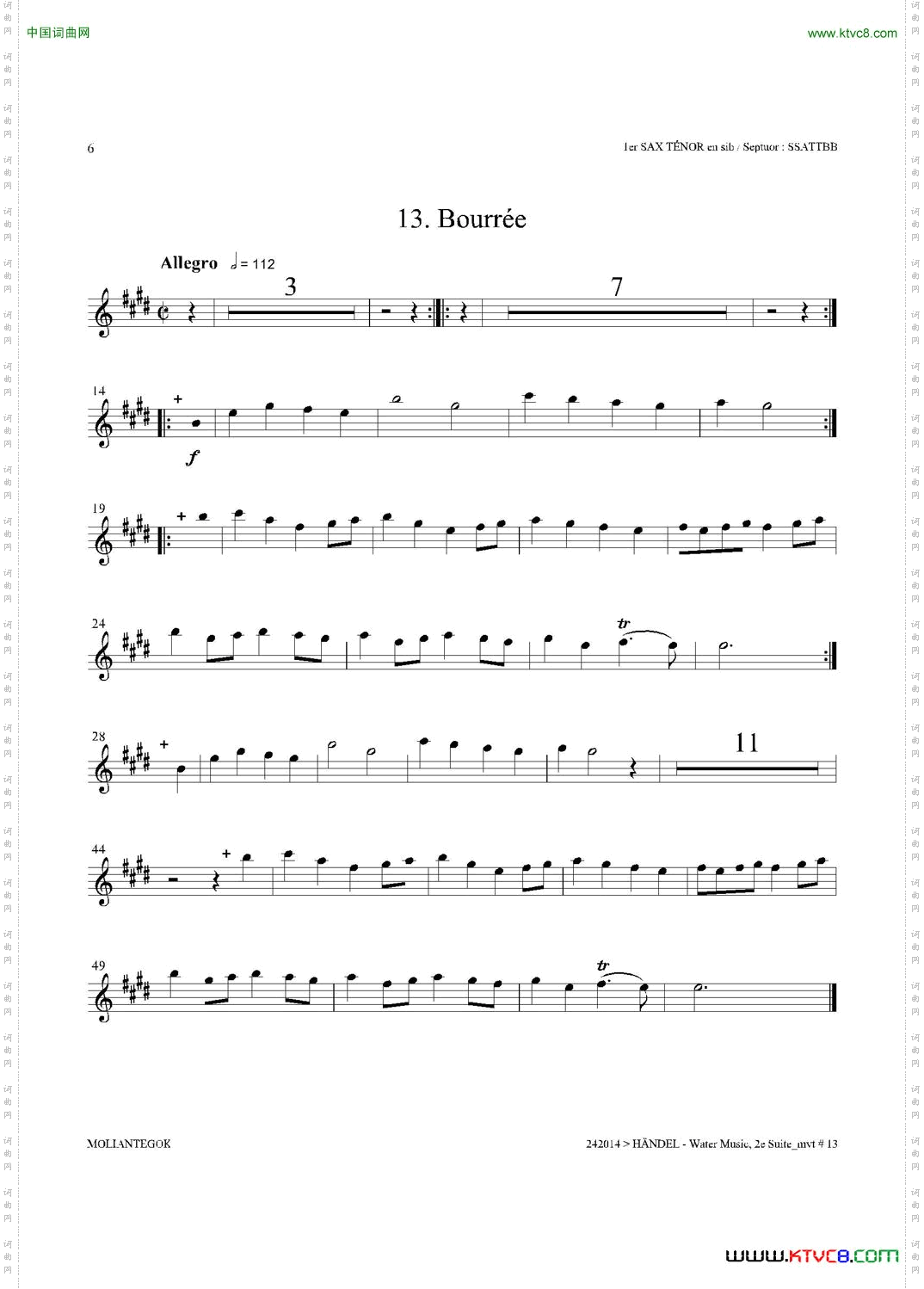 WaterMusicHWV.349No.2第一次中音萨克斯_Water MusicHWV.349 No.2第一次中音萨克斯