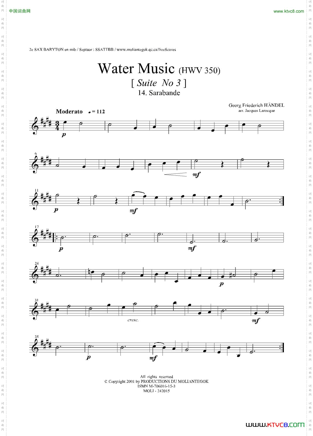 WaterMusicHWV.350No.3第二上低音萨克斯_Water MusicHWV.350 No.3第二上低音萨克斯