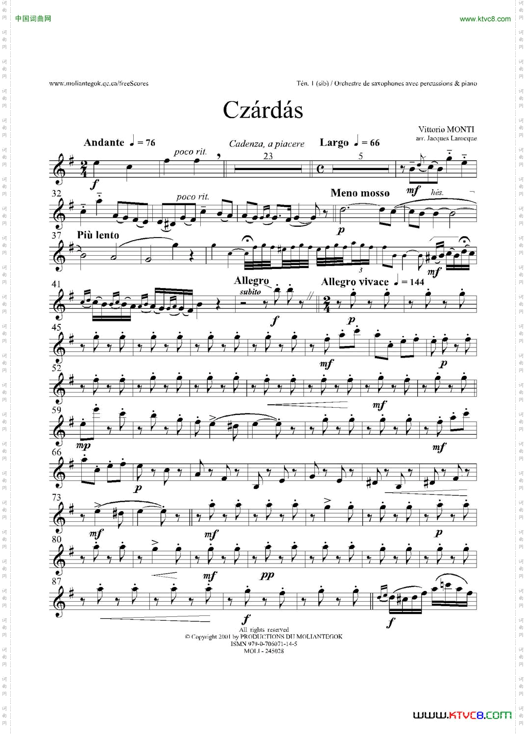 Czardas查尔达斯15重奏3支次中音萨克斯_Czardas 查尔达斯15重奏3支次中音萨克斯